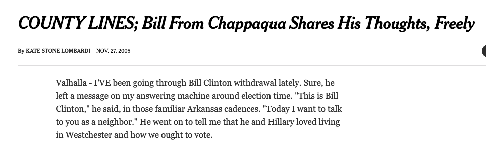 Bill From Chappaqua Shares His Thoughts Freely