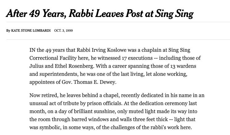 After 49 Years, Rabbi Leaves Post at Prison