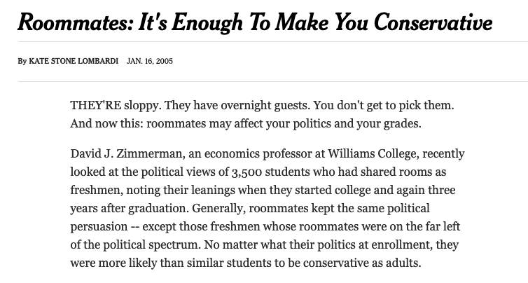 Roommates: It’s Enough To Make You Conservative